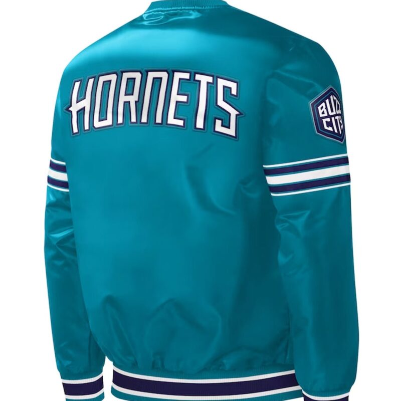 Slider Charlotte Hornets Teal Varsity Satin Jacket