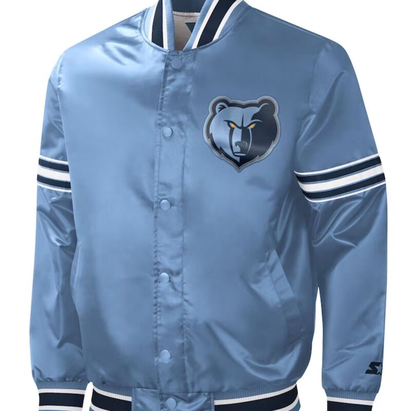 Memphis Grizzlies Slider Light Blue Varsity Satin Jacket