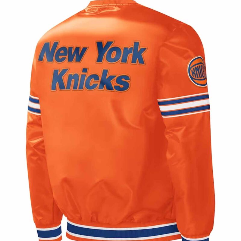 Slider New York Knicks Orange Varsity Satin Jacket