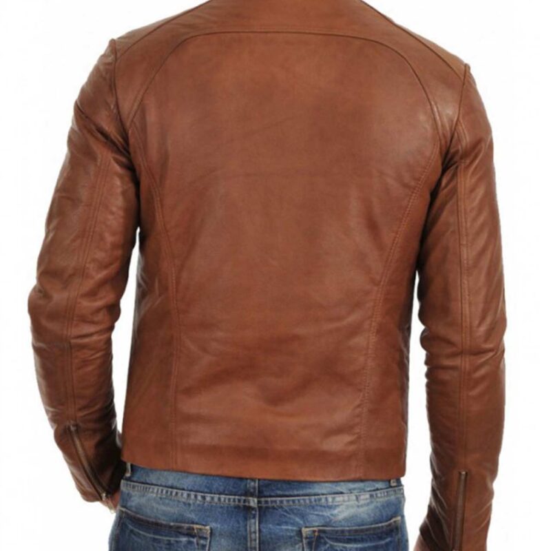 Men’s Casual Wear Simple Look Brown Leather Jacket