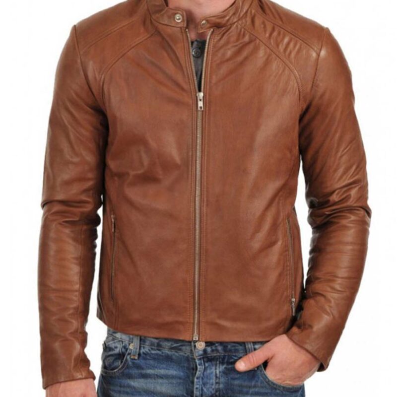 Men’s Casual Wear Simple Look Brown Leather Jacket