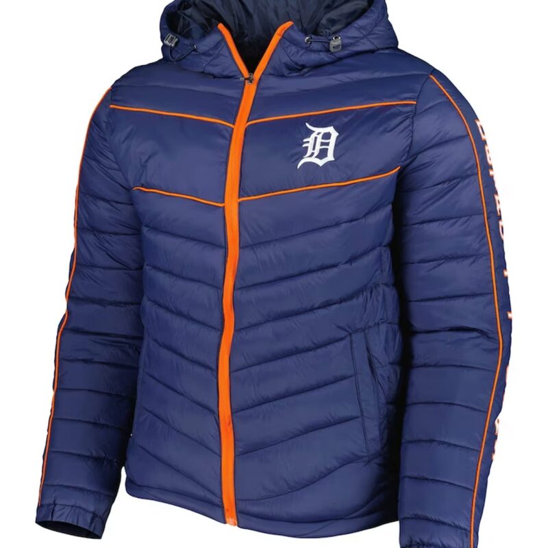 Navy Detroit Tigers Splitter Soft Down Touch Hoodie Jacket
