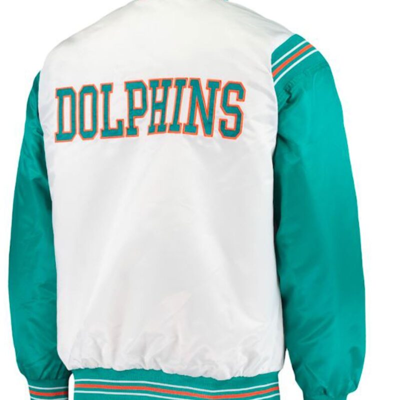 Starter Miami Dolphins Green and White Varsity Jacket