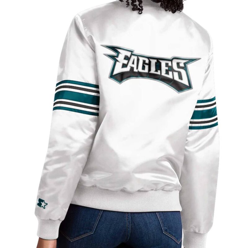 Philadelphia Eagles Line Up White Satin Jacket