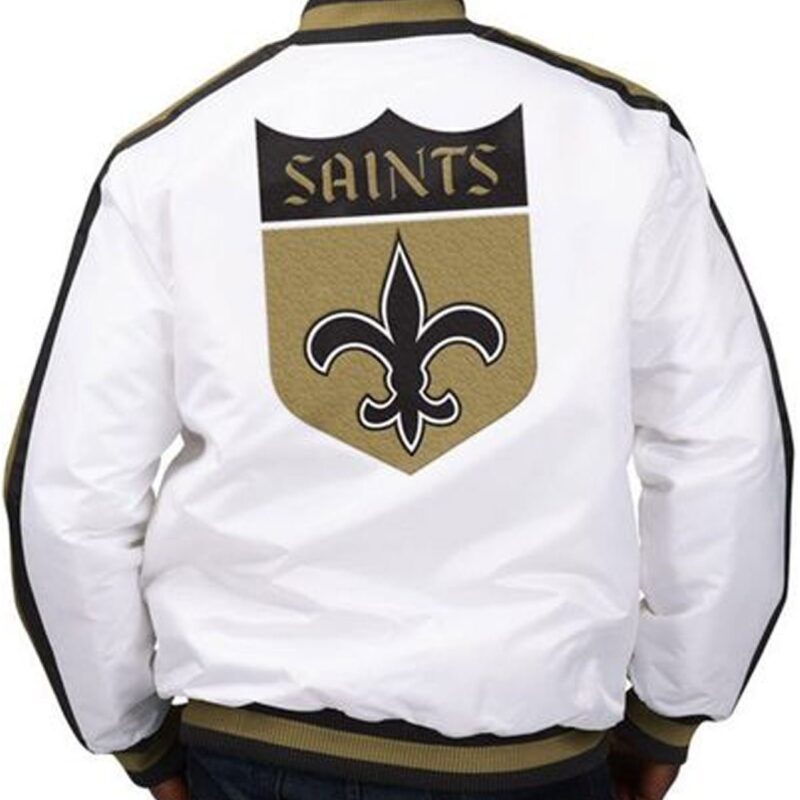 New Orleans Saints The D-Line White Satin Jacket