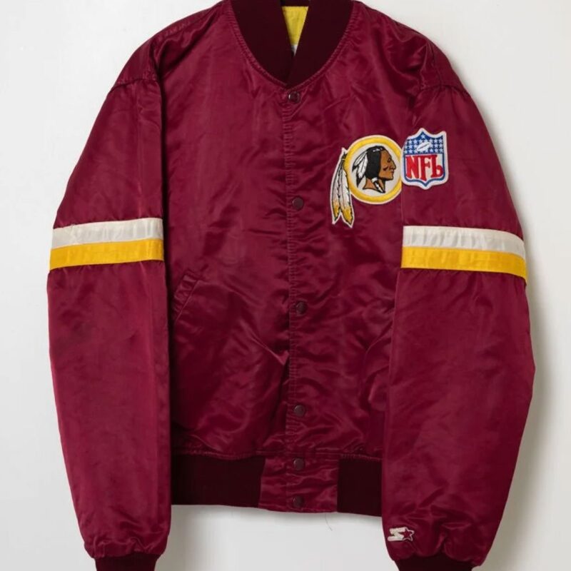 Washington Redskins Striped Burgundy Satin Jacket