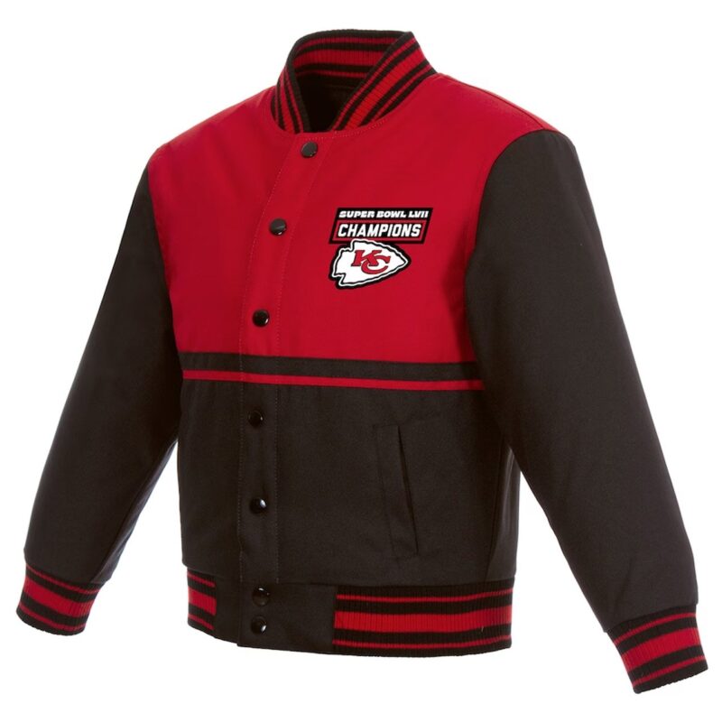 Kansas City Chiefs Youth Super Bowl LVII Champions Black and Red Jacket