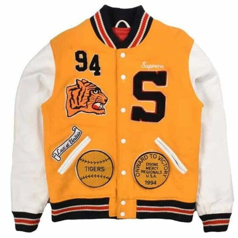 Supreme Tiger Yellow and White Varsity Jacket