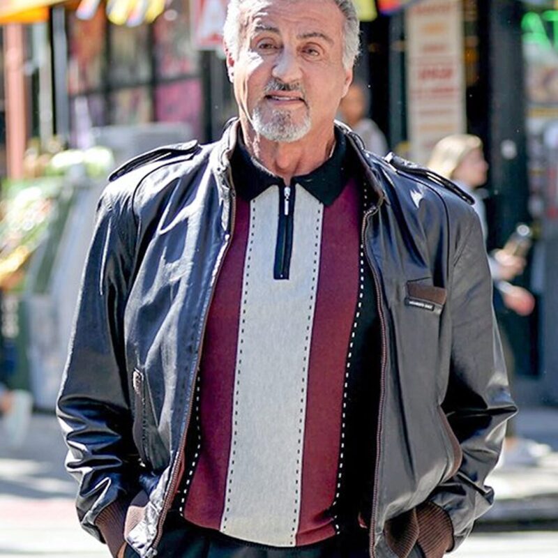 Sylvester Stallone Tulsa King Black Bomber Leather Jacket