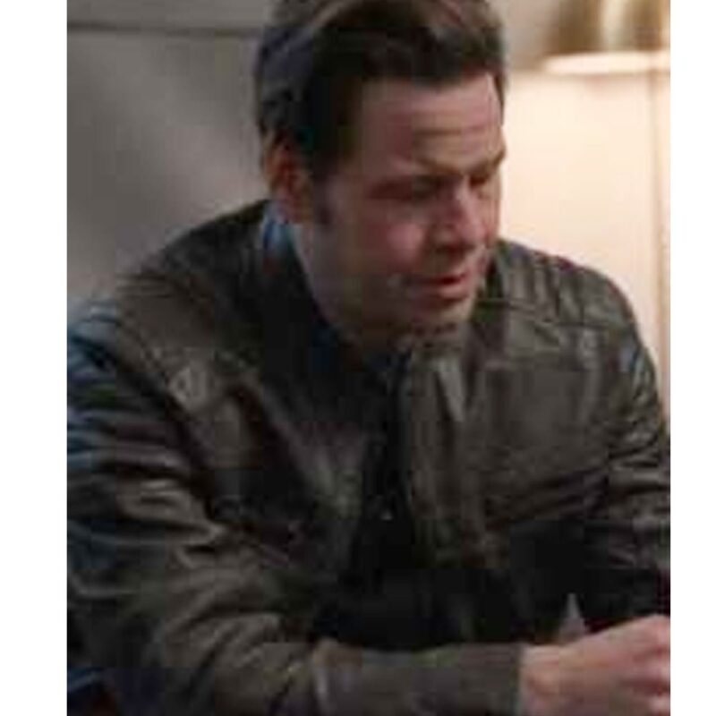 The Afterparty Ike Barinholtz Gray Leather Jacket