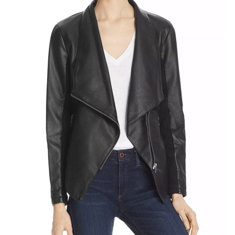 Jojo Fletcher The Bachelorette Black Draped Leather Jacket