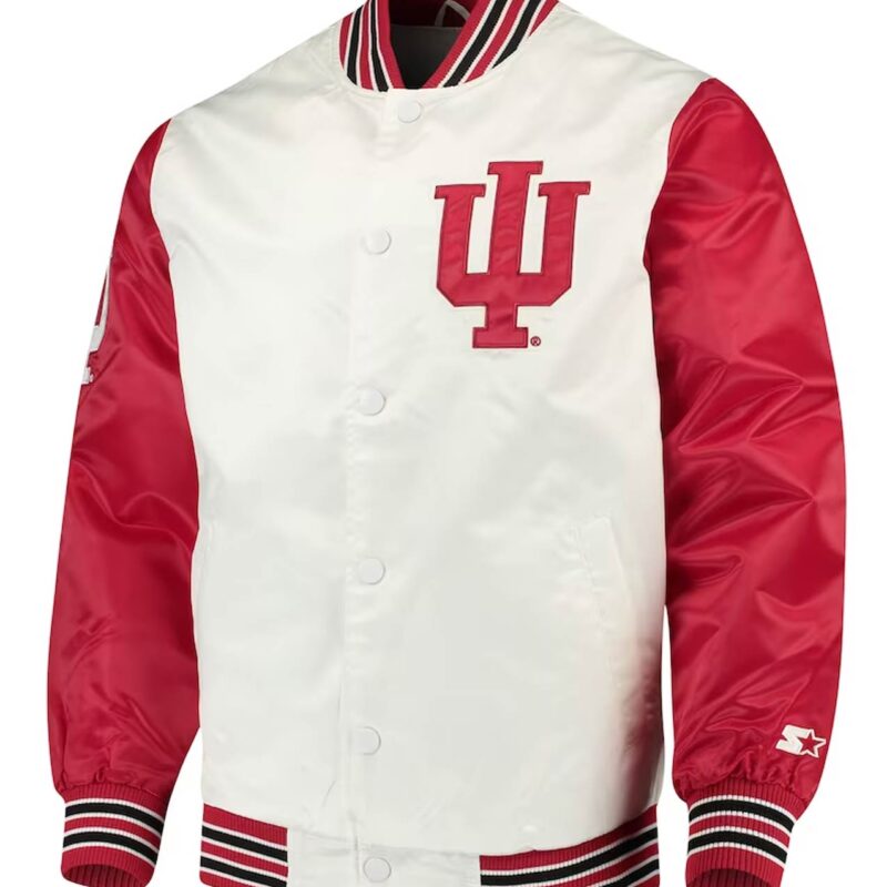 Indiana Hoosiers The Rookie White and Red Satin Jacket