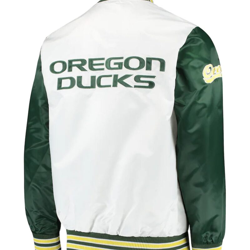 The Rookie Oregon Ducks White and Green Satin Jacket