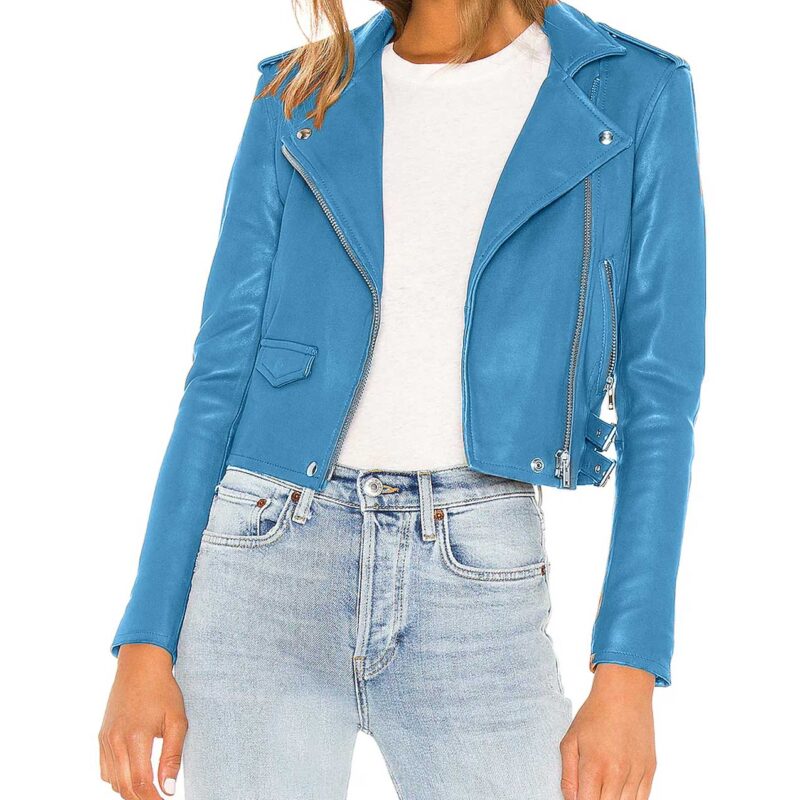 Eve The Talk Blue Leather Jacket