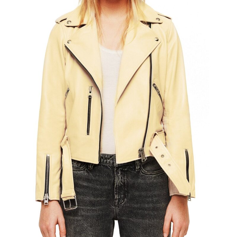 Eve The Talk Cream Leather Jacket