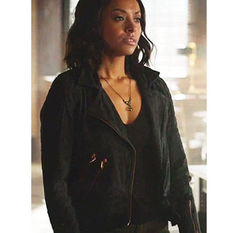 The Vampire Diaries S07 Kat Graham Blue Suede Jacket