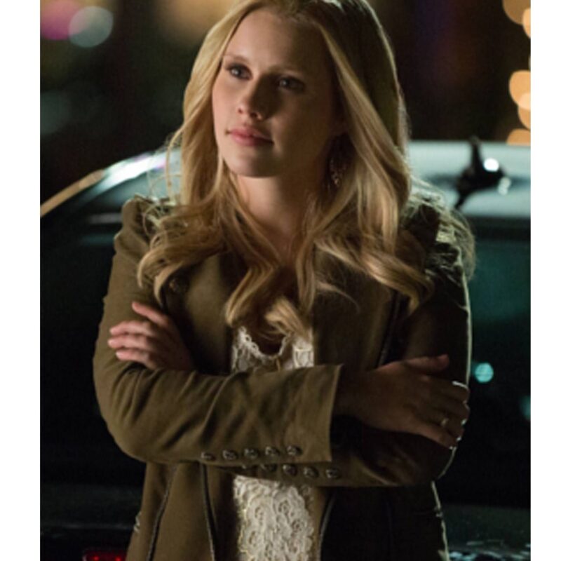 The Vampire Diaries S04  Claire Holt Green Suede Jacket