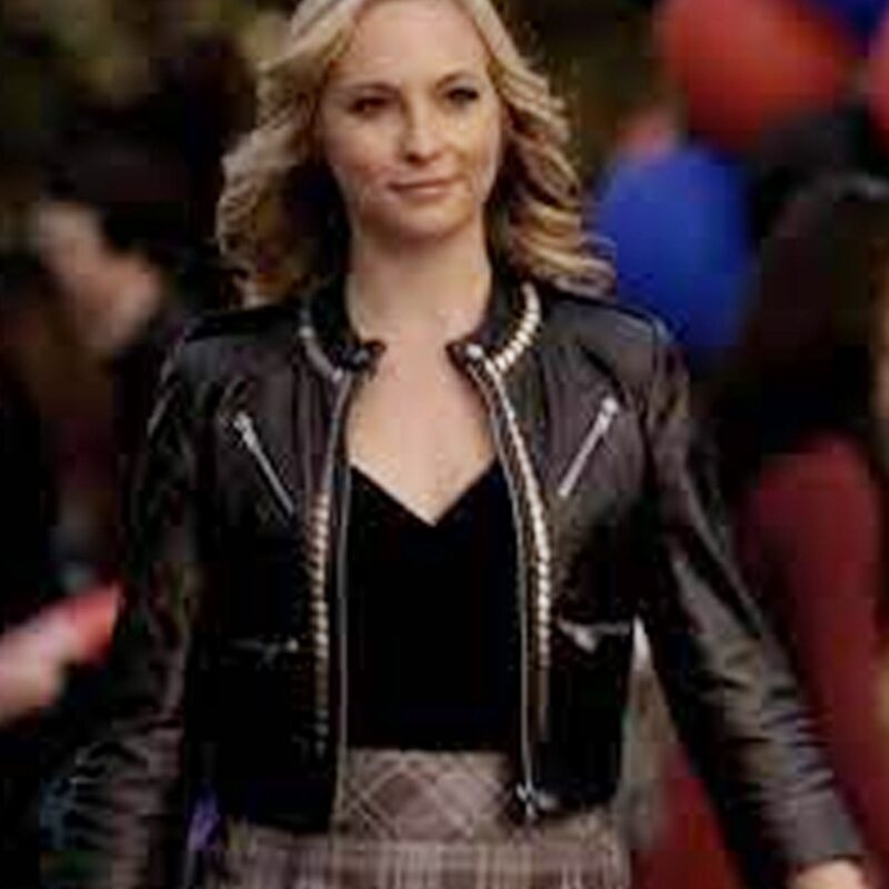 The Vampire Diaries S02 Candice King Studded Leather Jacket