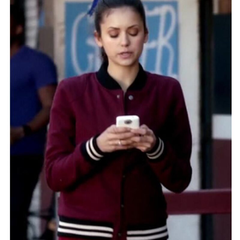 The Vampire Diaries S04 Nina Dobrev Burgundy Varsity Jacket