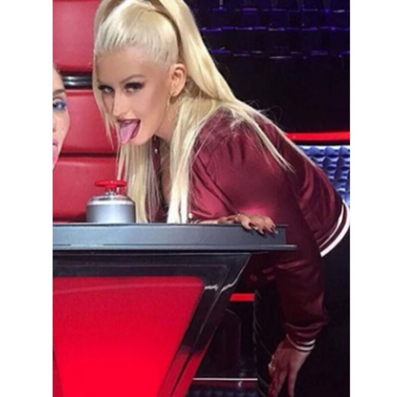 The Voice Season 10 Christina Aguilera Burgundy Jacket