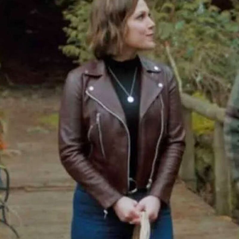 The Wedding Cottage Erin Krakow Dark Brown Leather Jacket