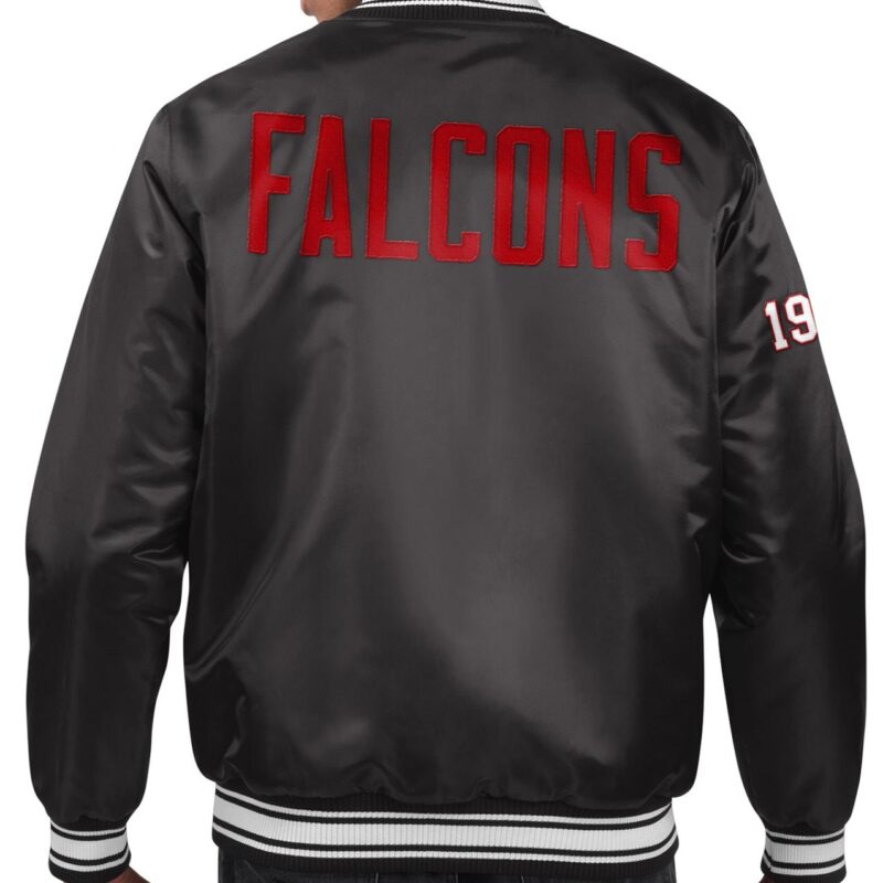 Throwback Helmet Atlanta Falcons Black Satin Jacket