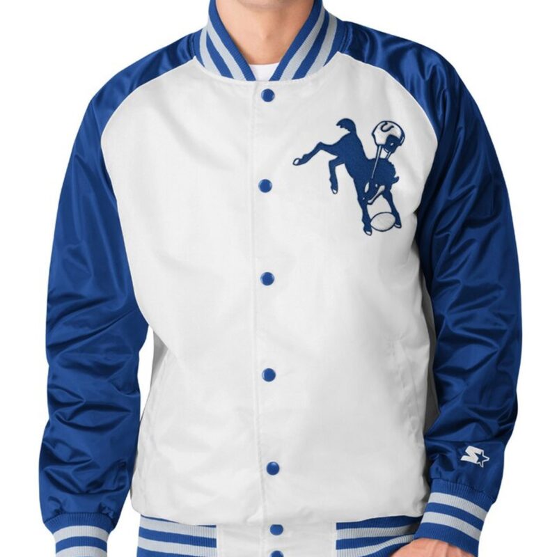 White/Blue Indianapolis Colts Throwback Jacket