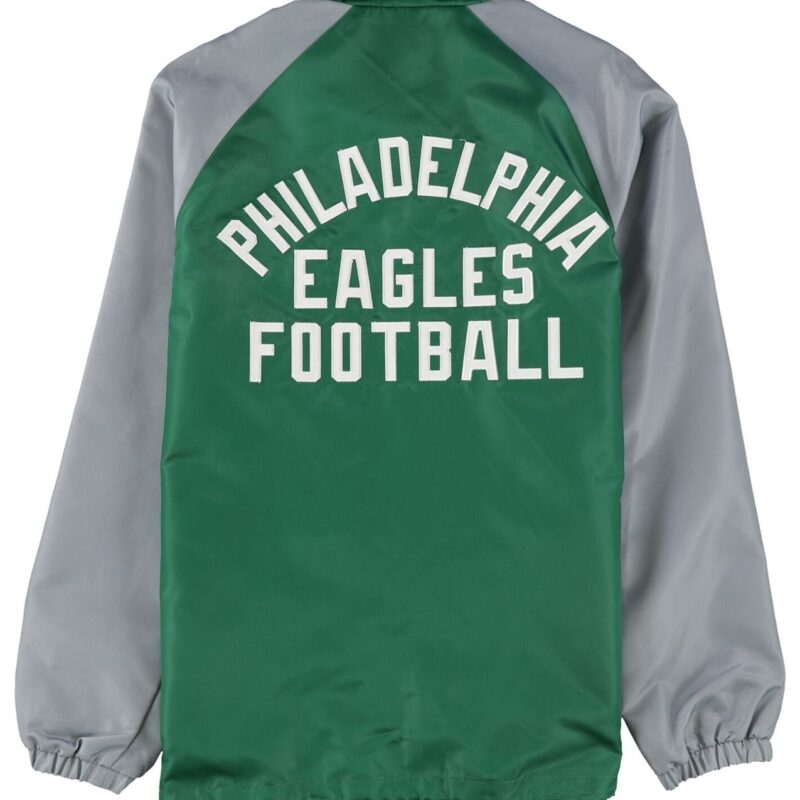 Throwback Logo Philadelphia Eagles Green and Gray Jacket