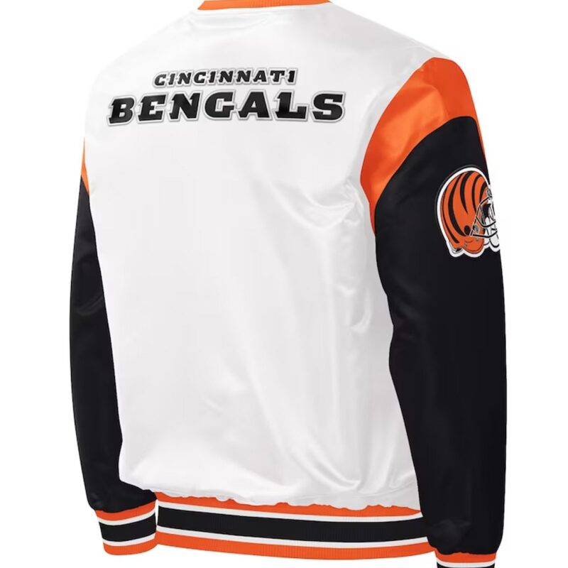 Throwback Warm Up Pitch Cincinnati Bengals Varsity Satin Jacket