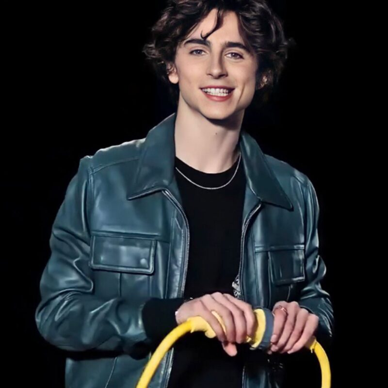 Timothée Chalamet Bomber Green Leather Jacket