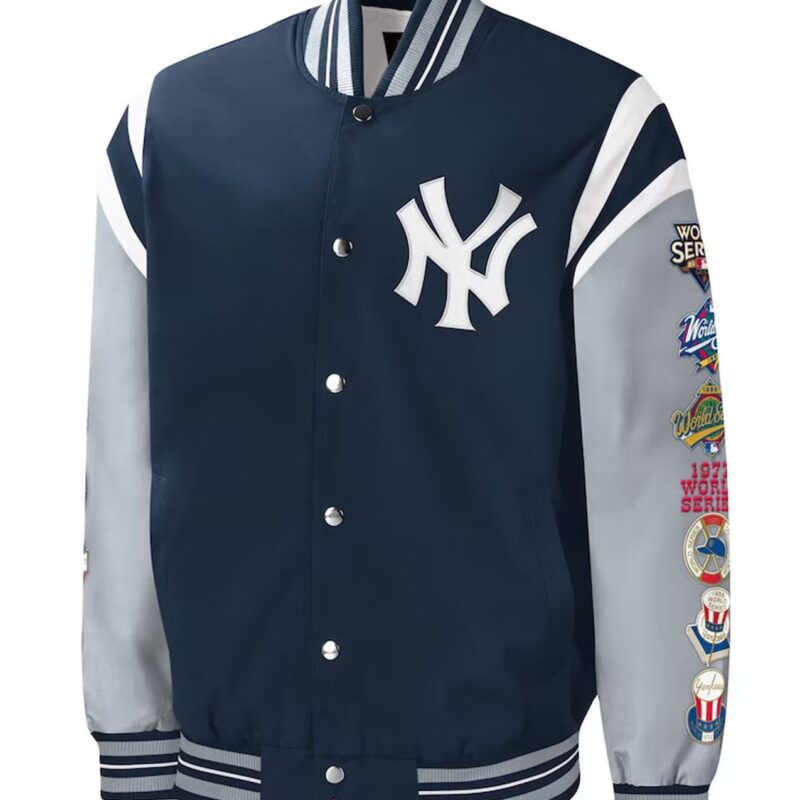 New York Yankees Title Holder Navy Varsity Satin Jacket