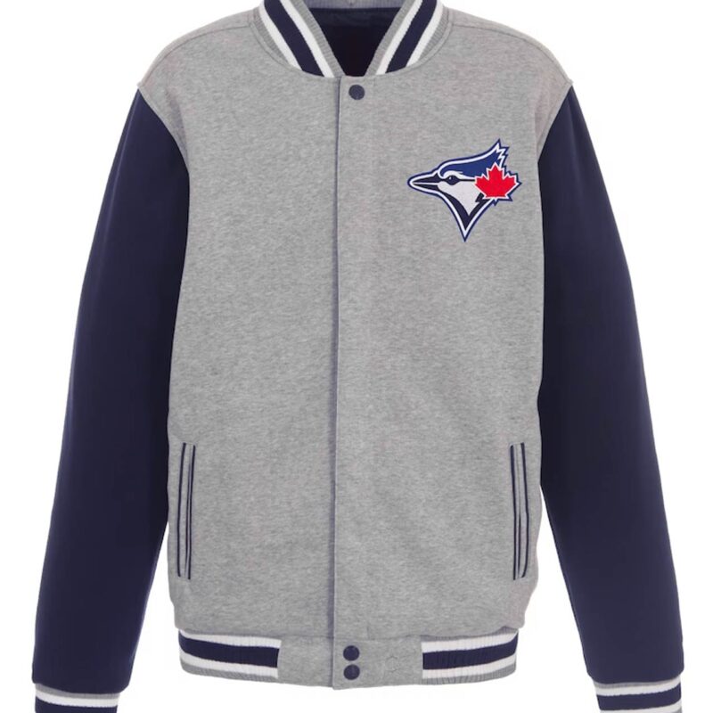 Toronto Blue Jays Varsity Gray and Navy Wool Jacket