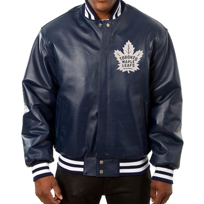 Toronto Maple Leafs Varsity Navy Leather Jacket