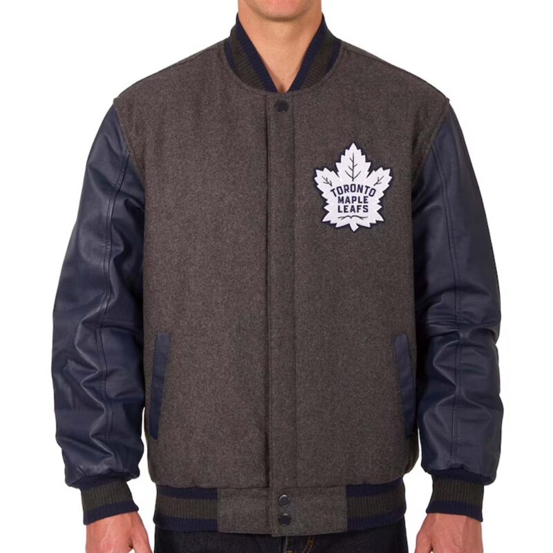 Toronto Maple Leafs Charcoal and Navy Varsity Jacket