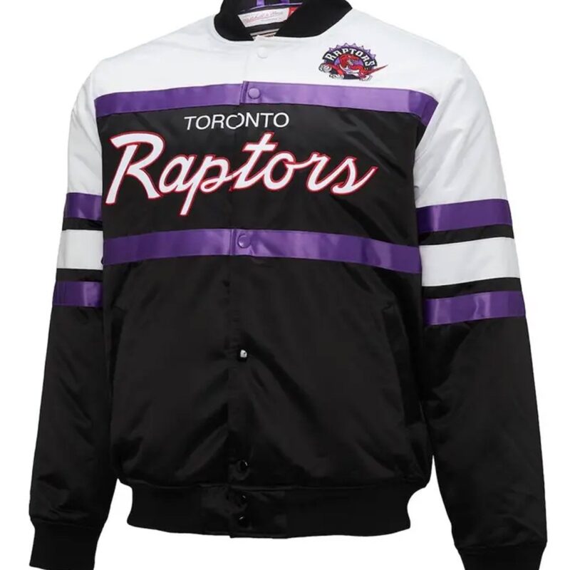 Toronto Raptors Hardwood Classics Script Black Satin Jacket