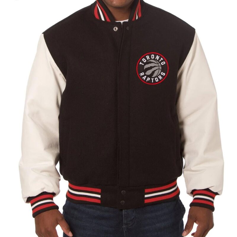 Black and White Toronto Raptors Varsity Jacket