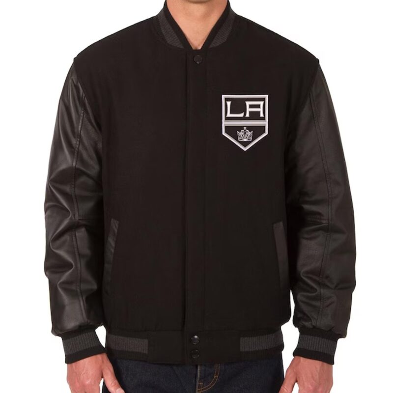 Los Angeles Kings Two Hit Wool & Leather Black Varsity Jacket