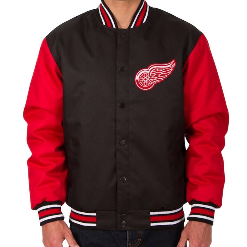 Black/Red Detroit Red Wings Two Hit Poly Twill Jacket