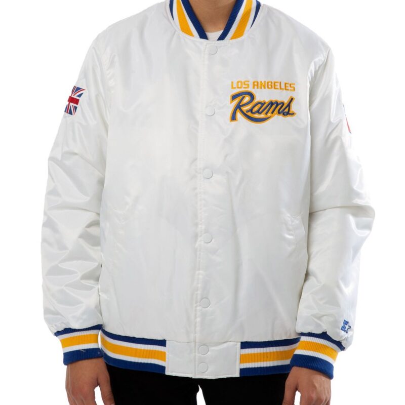 Los Angeles Rams UK Flag White Satin Jacket