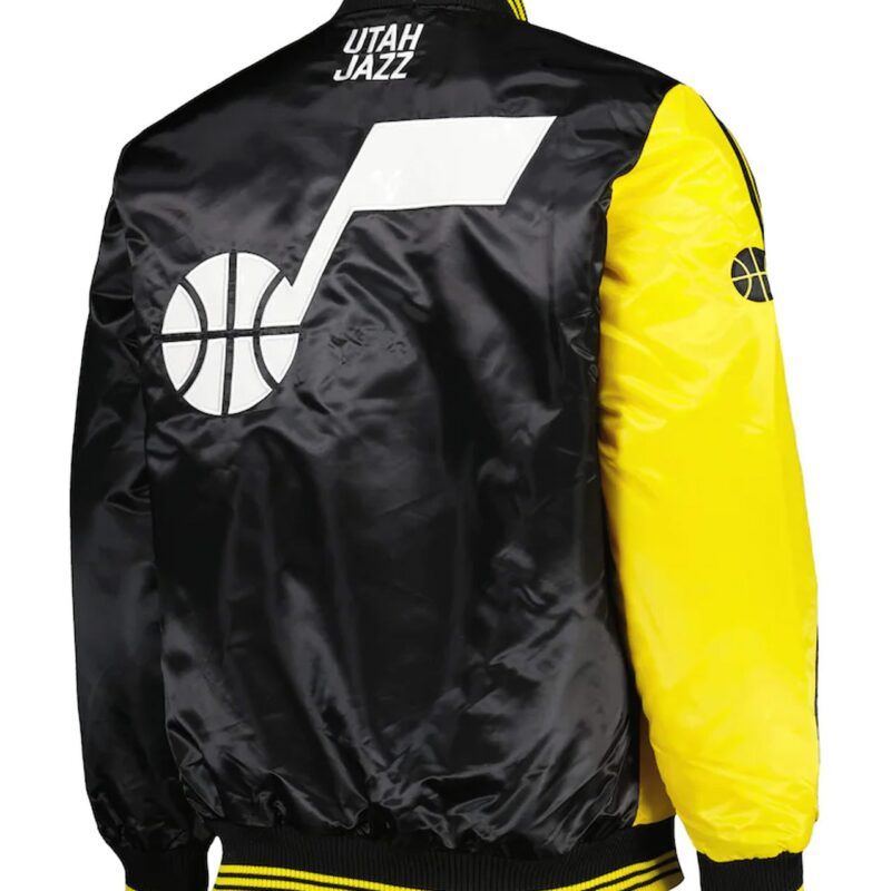 Utah Jazz Fast Break Yellow and Black Satin Jacket