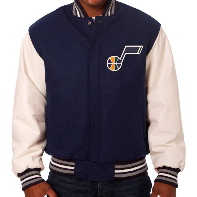 Utah Jazz Varsity Navy and White Jacket