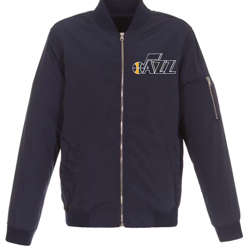 Utah Jazz Bomber Lightweight Navy Nylon Jacket