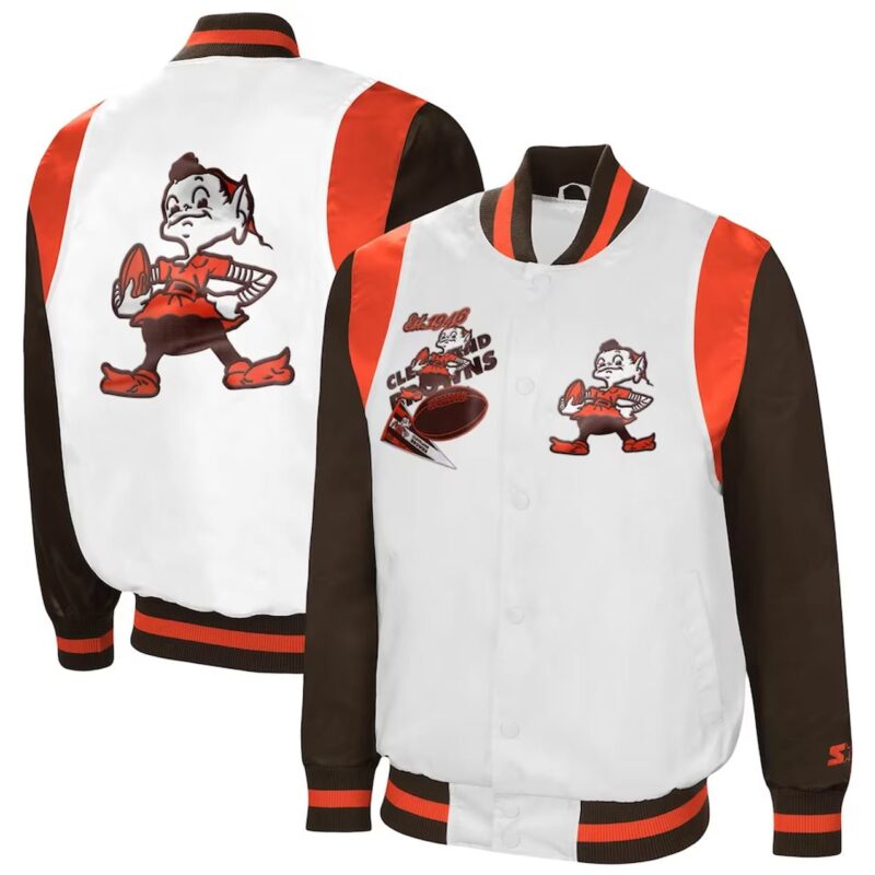 White/Brown Cleveland Browns Retro The All-American Jacket