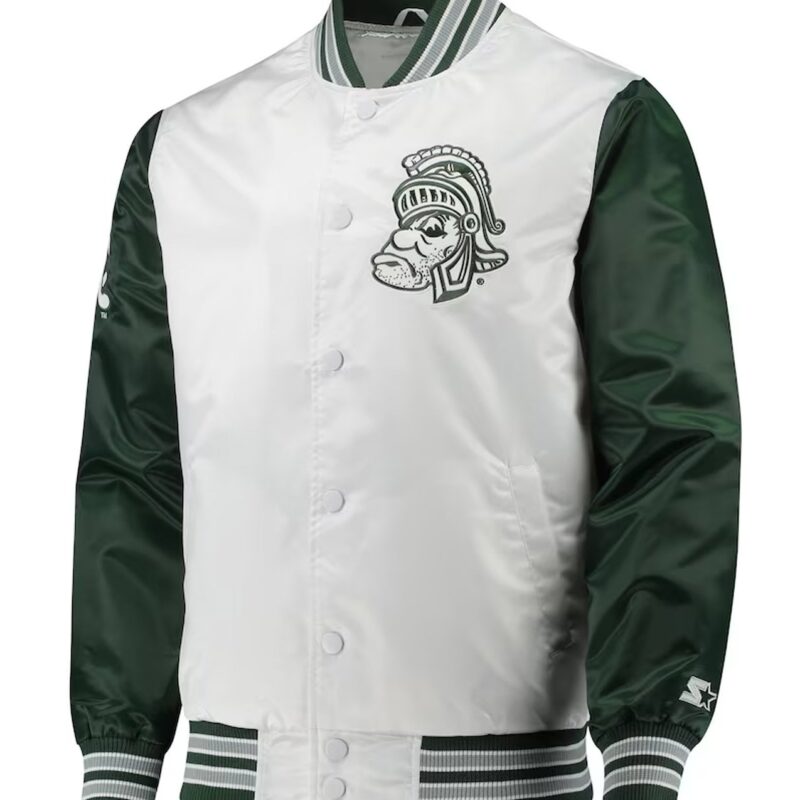 The Legend Michigan State Spartans White and Green Jacket