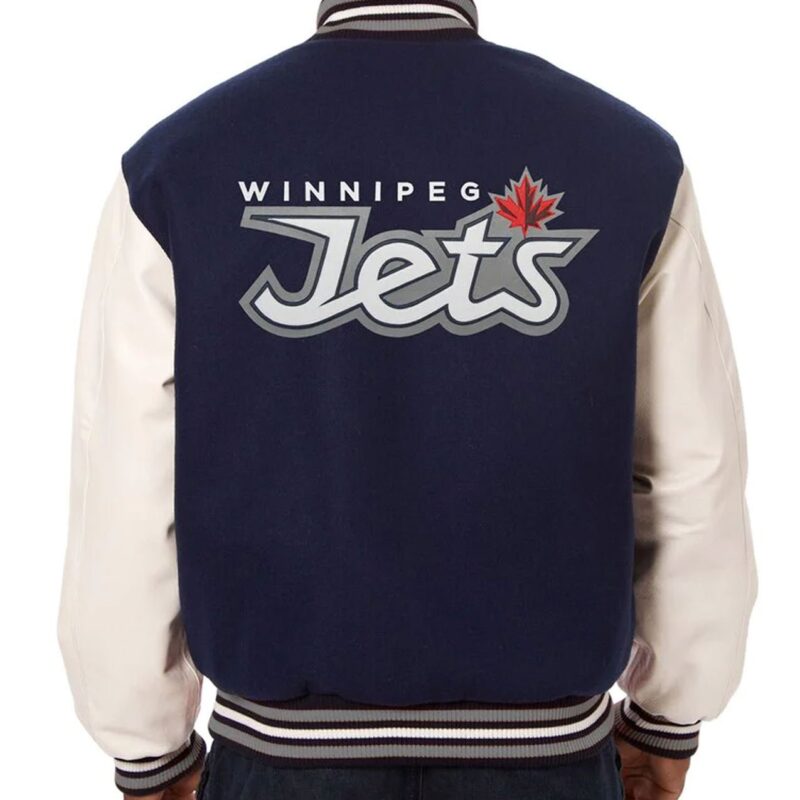 Winnipeg Jets Blue and White Two-Tone Varsity Jacket