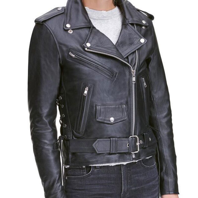 Womens Classic Asymmetrical Motorcycle Jacket