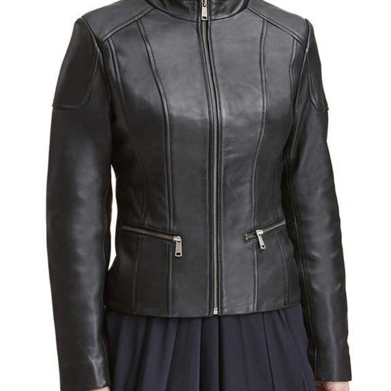 Women’s Casual Promo Scuba Black Leather Jacket