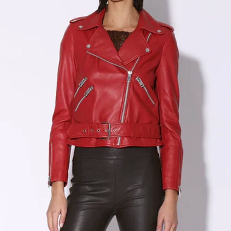 The Afterparty Gemma Chan Red Leather Jacket