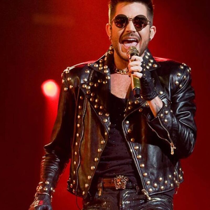 Adam Lambert Black Leather Studded Jacket