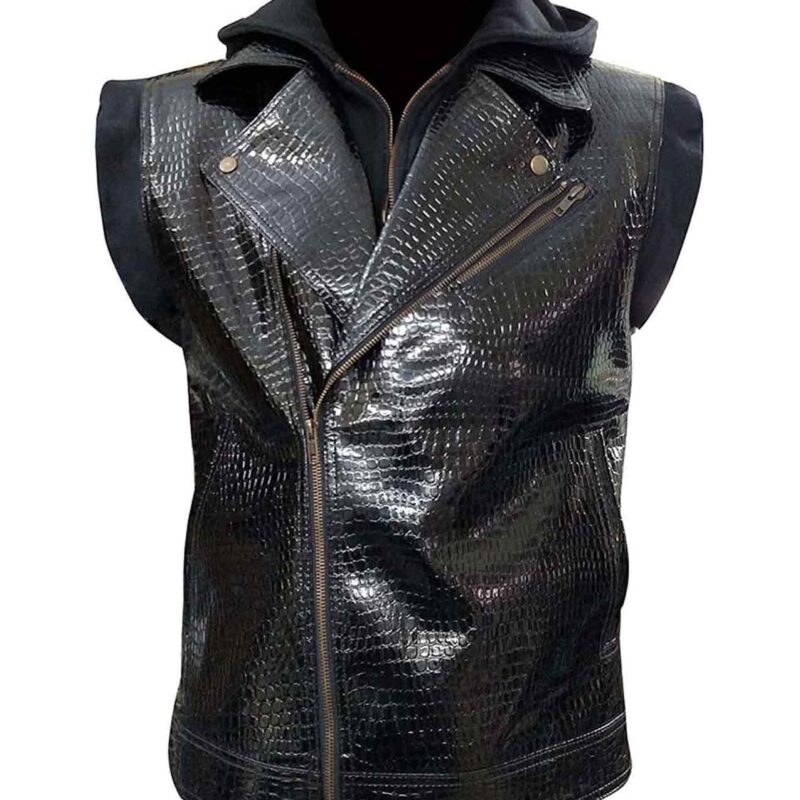 AJ Styles Leather Vest with Hoodie